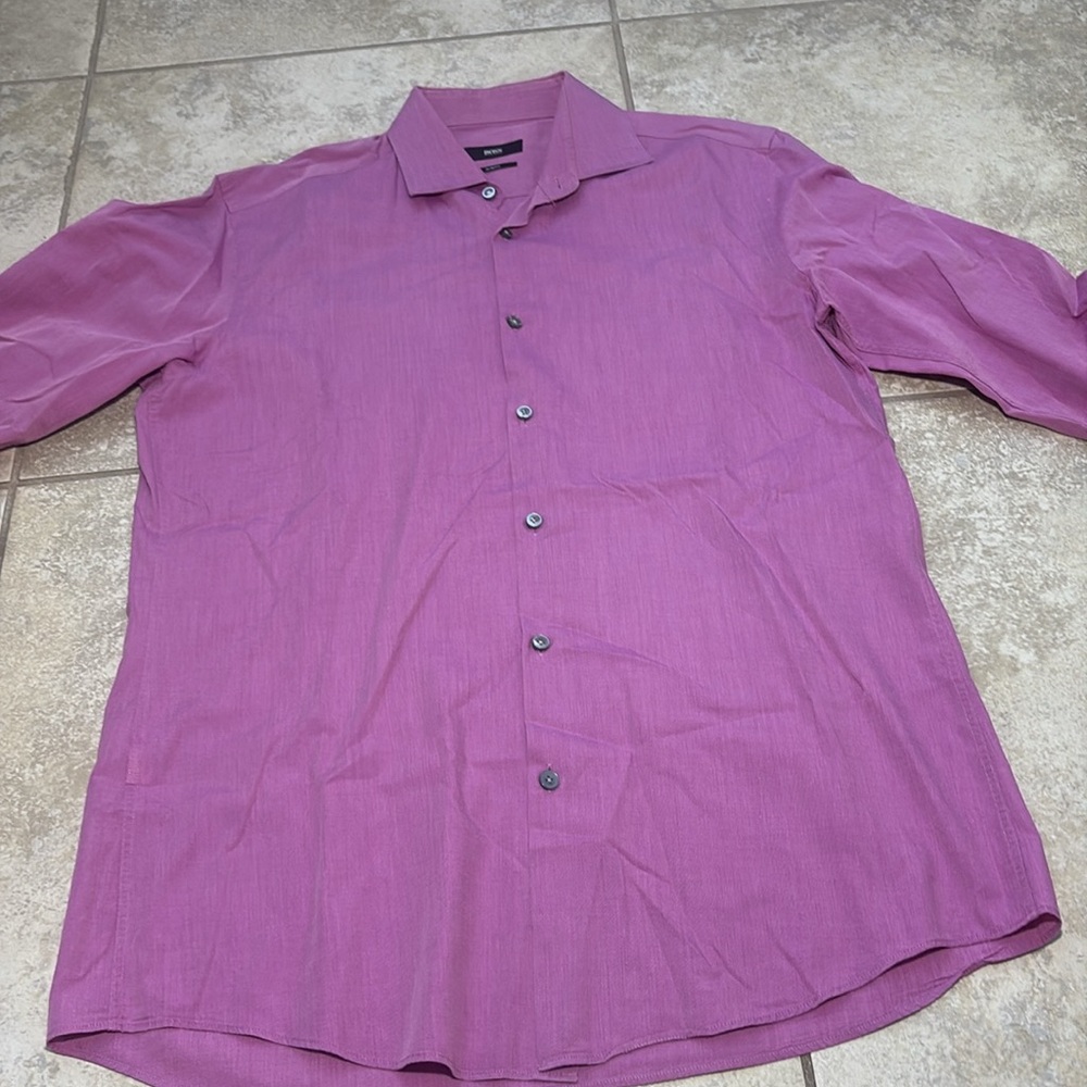 Boss Men's Dress Shirts - Navy, Pink, and Blue Stripes - Picture 8 of 16